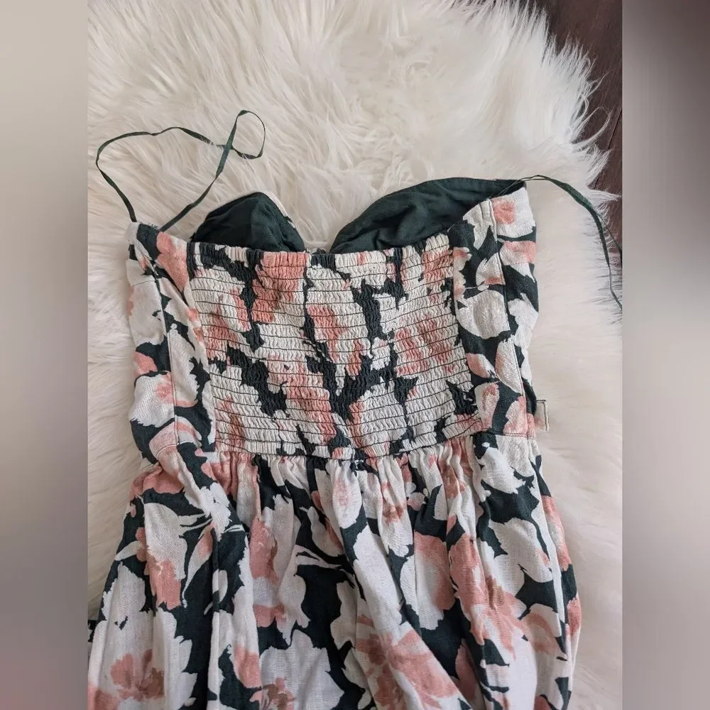 Abercrombie & Fitch Knotted Halter Pink Green Floral Maci Dress S Small